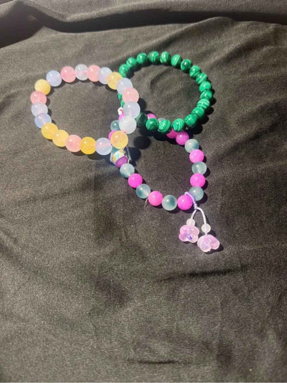 Kids Multicolor Beaded Stretch Bracelet Set - Pink, Yellow, Blue, Green